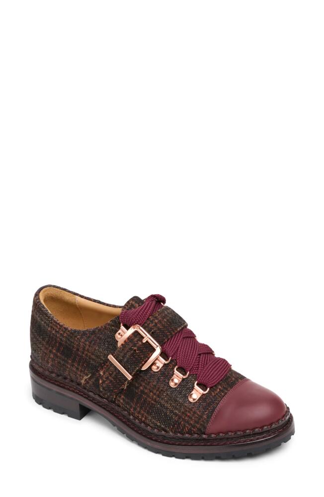 The Office of Angela Scott Mr. Logan Cap Toe Loafer in Burgundy Plaid Cover