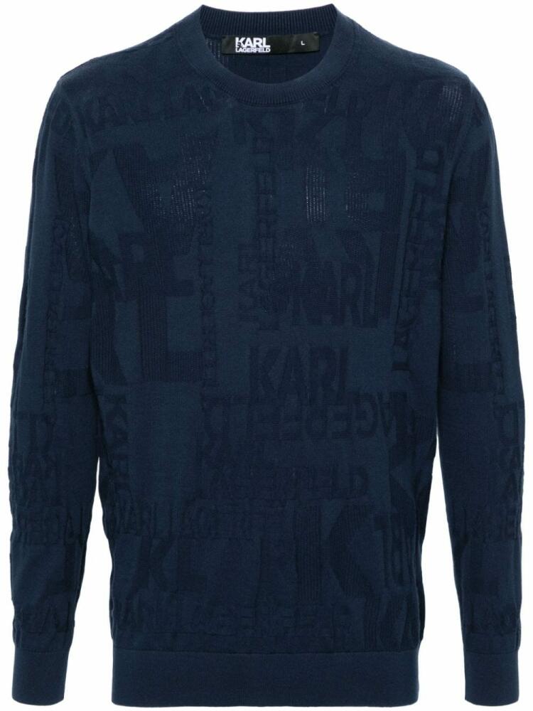 Karl Lagerfeld logo-jacquard cotton jumper - Blue Cover