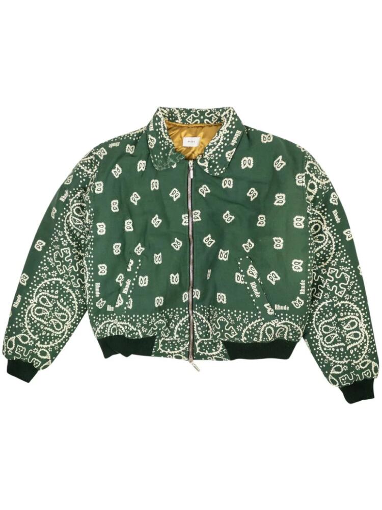 RHUDE bandana-print bomber jacket - Green Cover