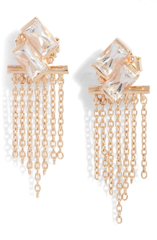 Anzie Deux Carré Topaz Fringe Drop Earrings in Silver/Clear Topaz Cover