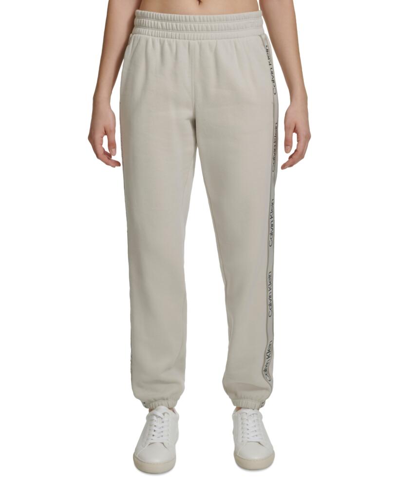 Calvin Klein Performance Women's Eco Fleece Logo Stripe Joggers - Porcini Cover