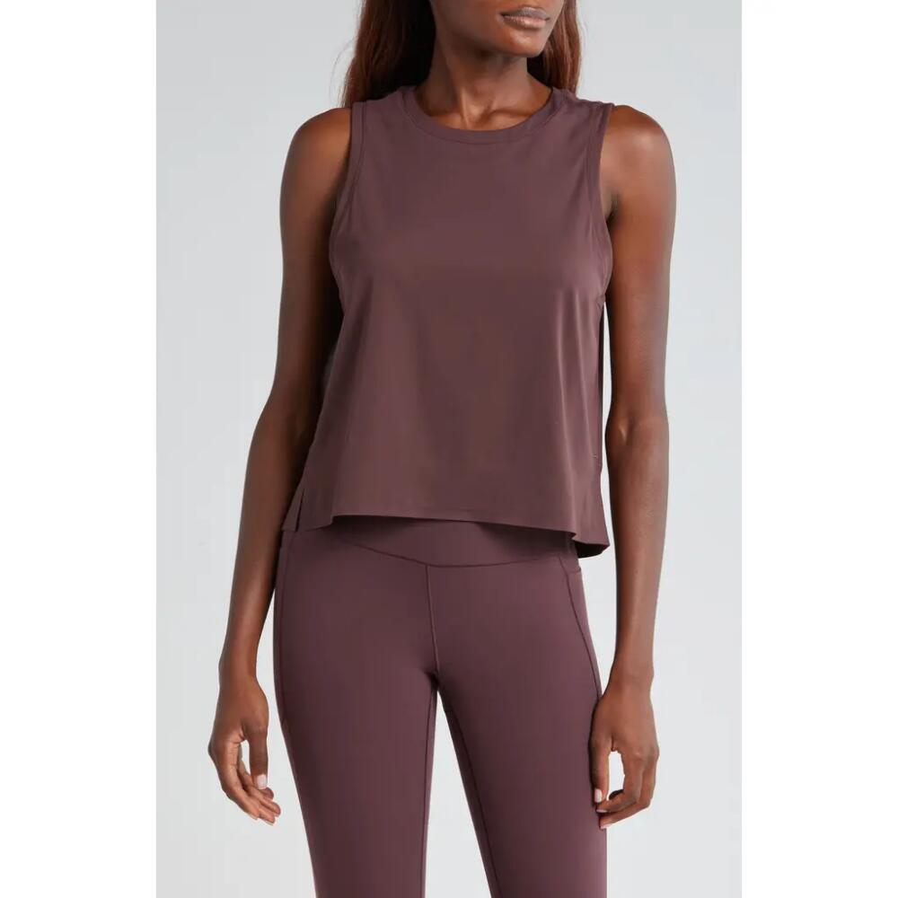 Rhone Serene Crop Performance Tank in Brown Berry Cover