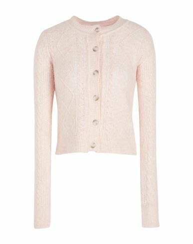 8 By Yoox Brushed Cable Knit Cardigan Woman Cardigan Light pink Recycled polyamide, Viscose, Wool, Elastane Cover