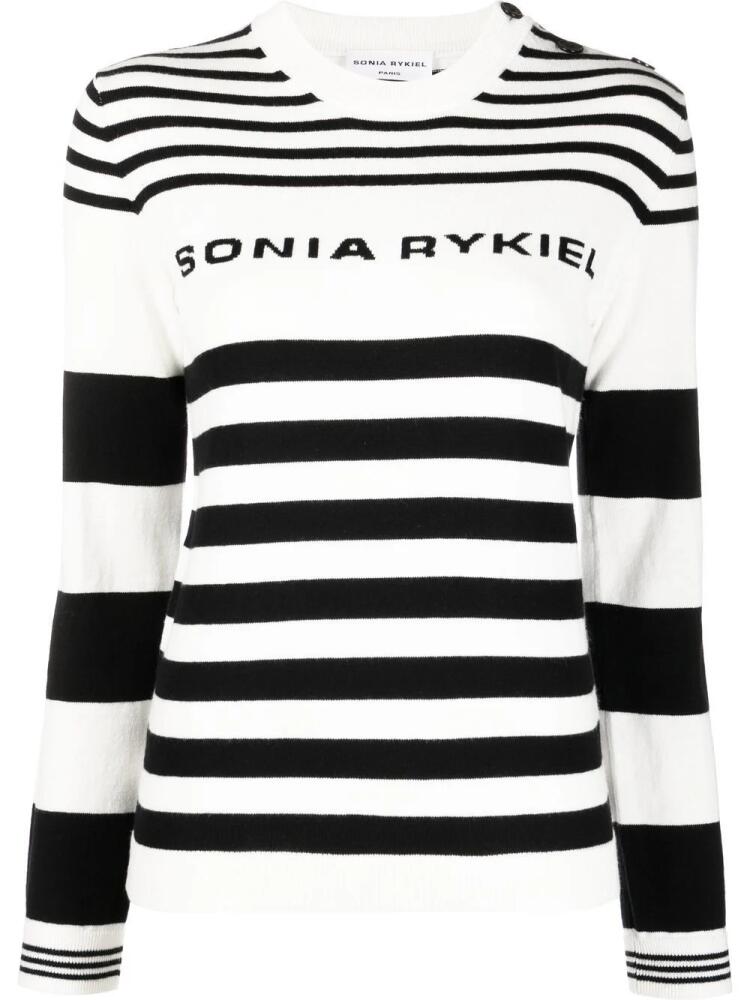 Sonia Rykiel striped logo-jacquard sweater - White Cover