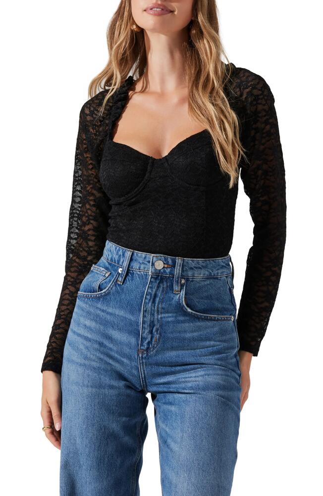 ASTR the Label Long Sleeve Lace Bustier Top in Black Cover