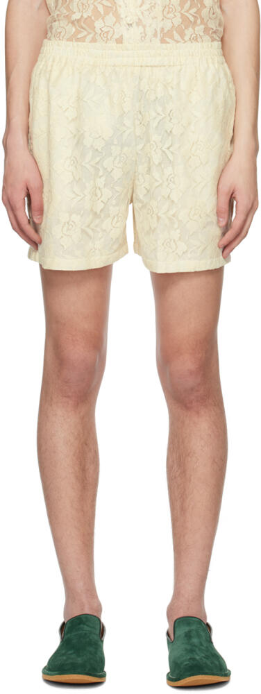 HARAGO Off-White Floral Shorts Cover