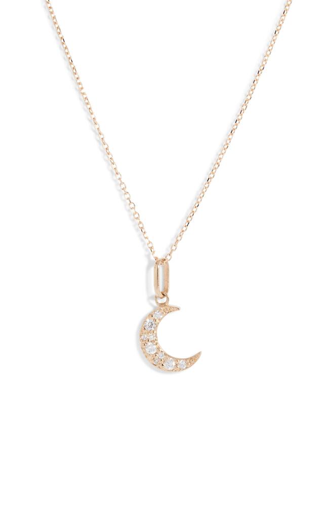 Anzie Luna Diamond Moon Pendant Necklace in White Gold Cover