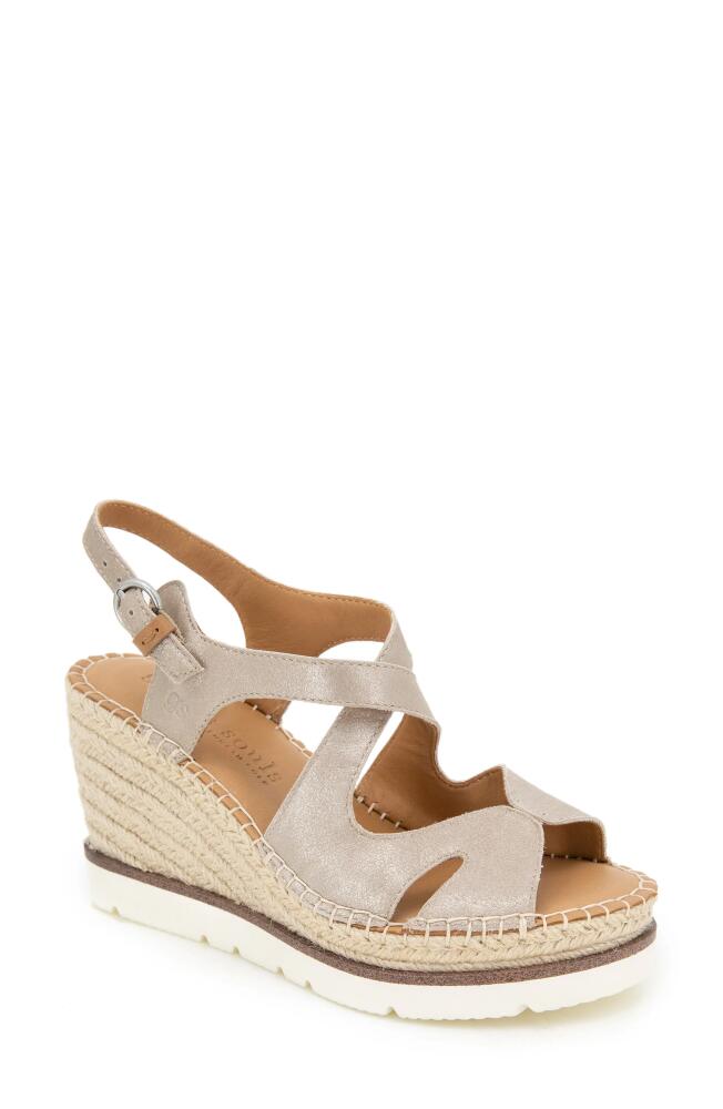 GENTLE SOULS BY KENNETH COLE Elise Espadrille Wedge Sandal in Mushroom Metallic Leather Cover