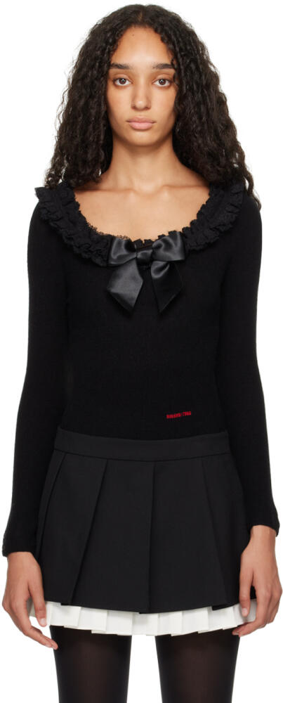 SHUSHU/TONG Black Neck-Embellished Knitwear Bodysuit Cover