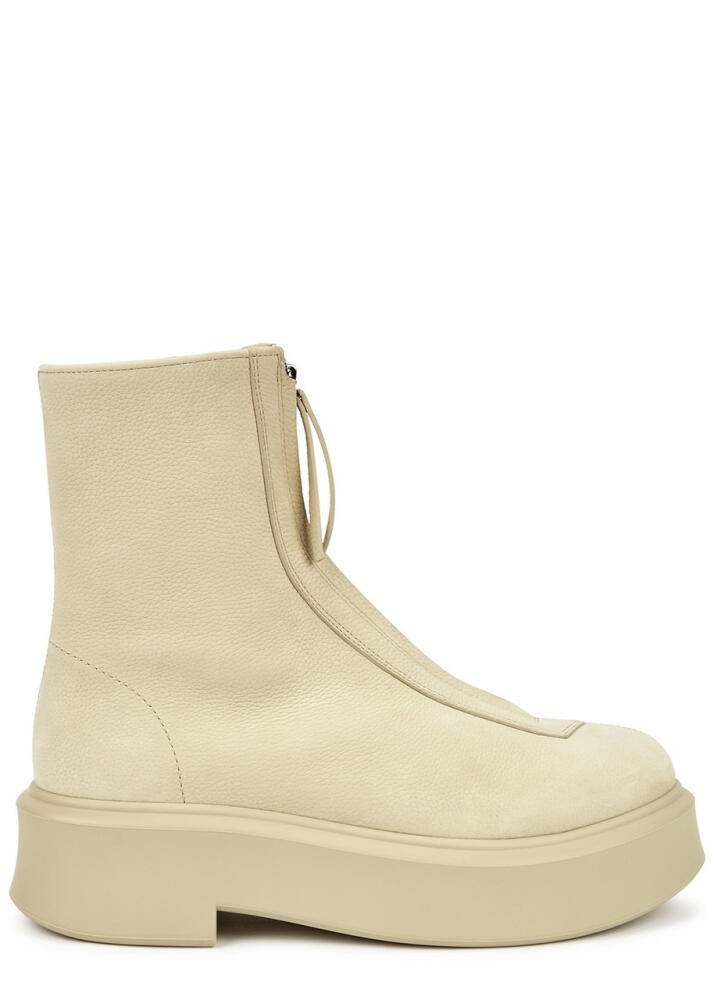 The Row Nubuck Ankle Boots - Beige Cover