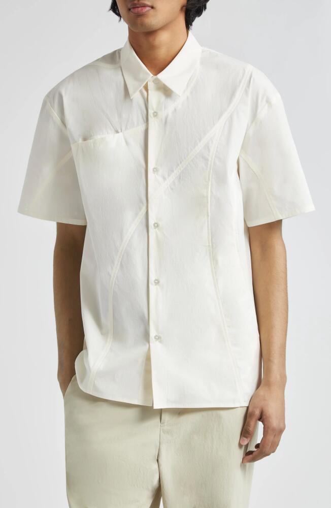 POST ARCHIVE FACTION 6.0 Short Sleeve Button-Up Shirt Center in White Cover