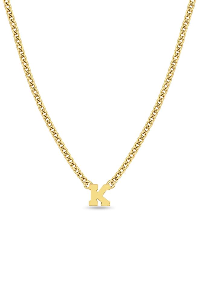 Zoë Chicco Curb Chain Initial Pendant Necklace in Yellow Gold-K Cover