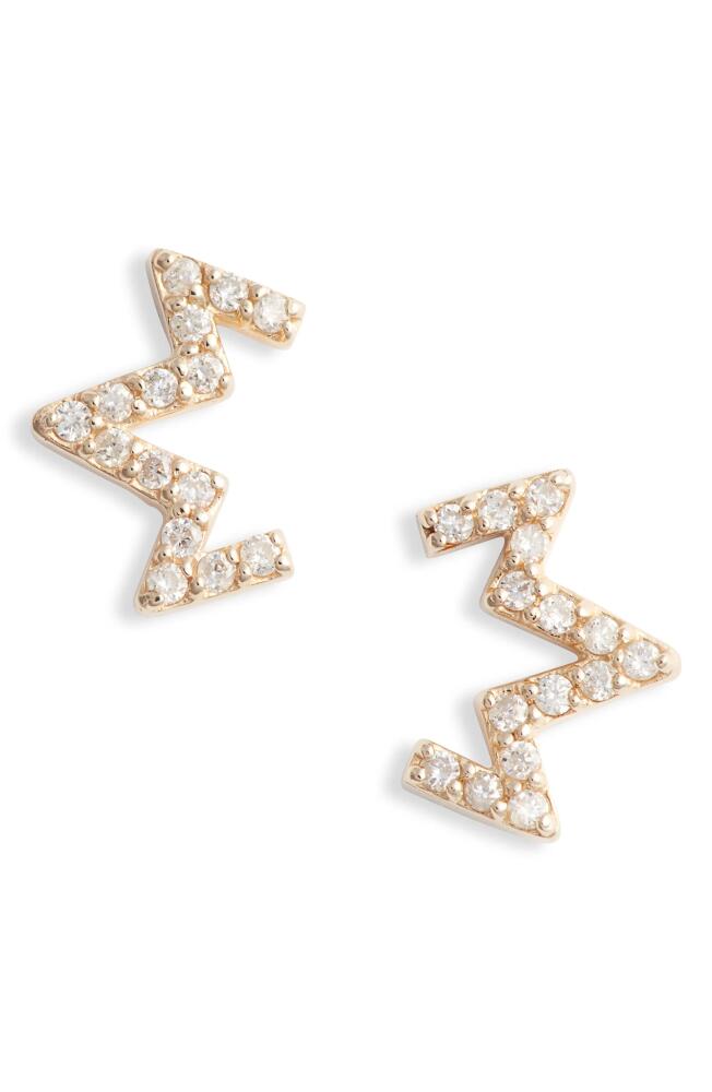 Anzie Diamond Zigzag Stud Earrings in Gold/Diamond Cover