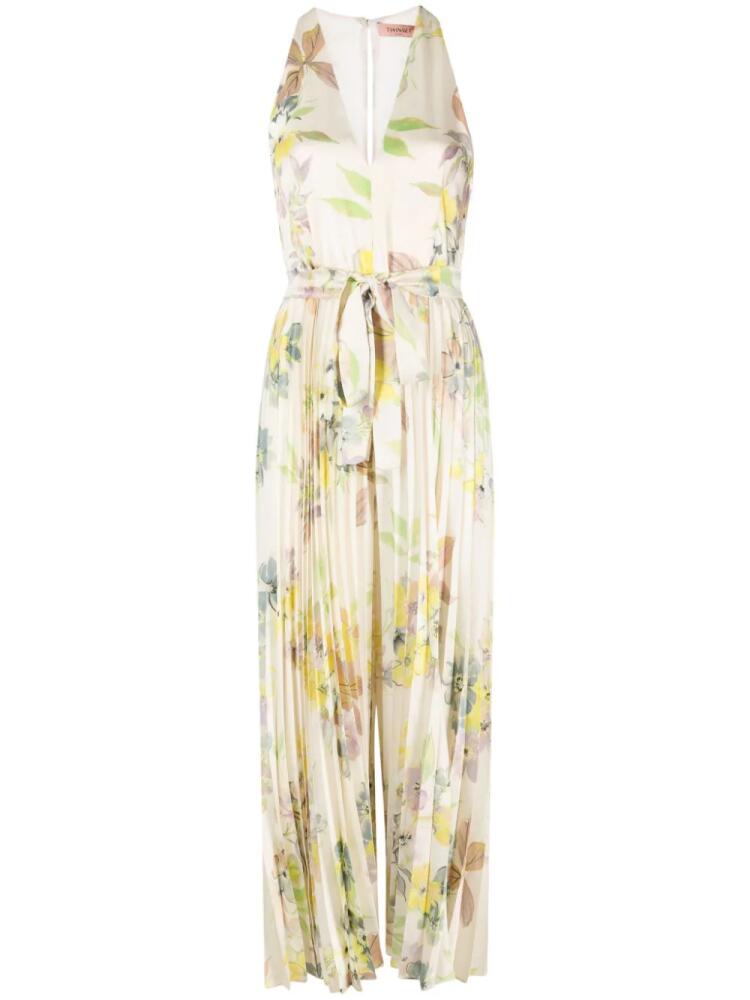 TWINSET floral-print wide-leg pleated jumpsuit - Neutrals Cover