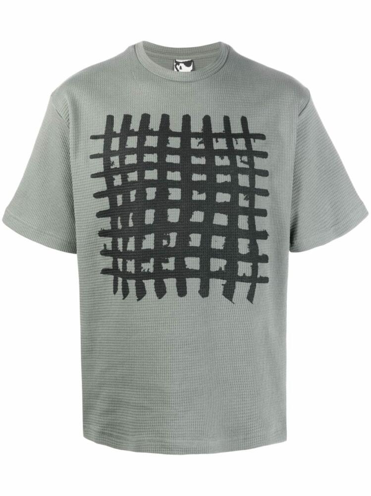 GR10K grid-print cotton T-shirt - Green Cover