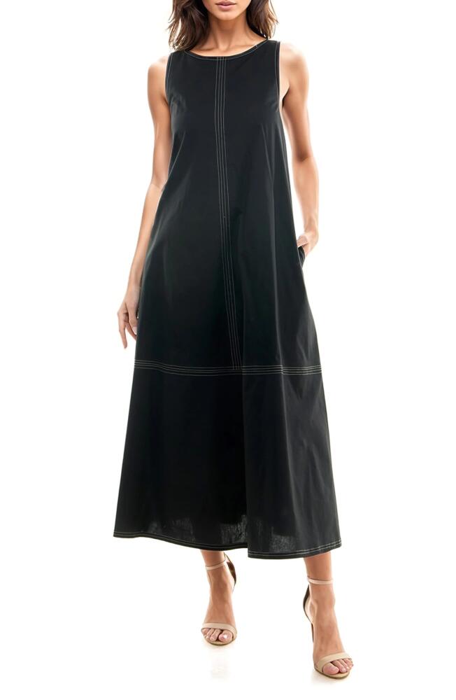 Socialite Seamed Stretch Cotton Midi Dress in Black/Tan Cover