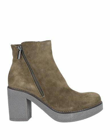 Oroscuro Woman Ankle boots Military green Leather Cover