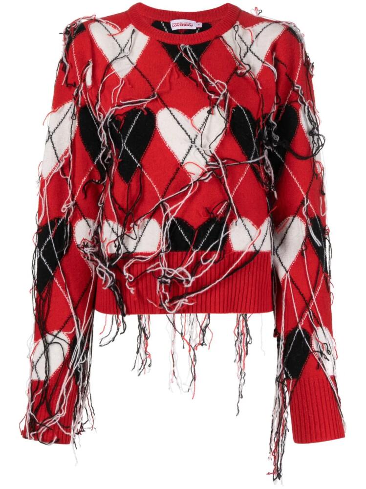 Charles Jeffrey Loverboy Guddle fringed intarsia-knit jumper - Red Cover