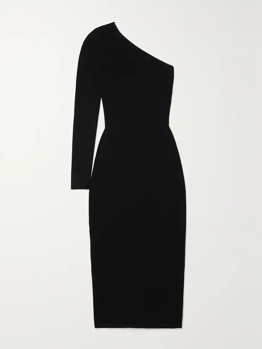 Victoria Beckham - Vb Body One-shoulder Stretch-knit Midi Dress - Black Cover