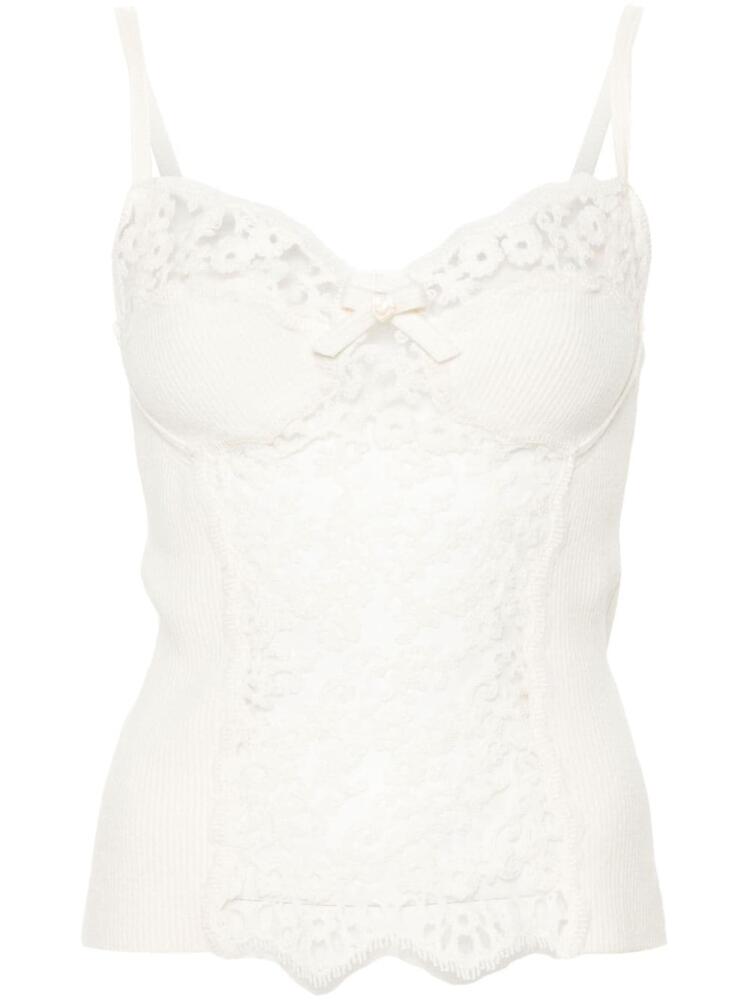 Ermanno Scervino floral-lace sweetheart tank top - Neutrals Cover