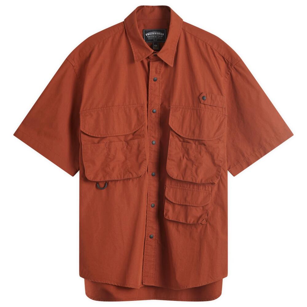 FrizmWORKS Men's CN Ripstop Fishing Half Shirt in Brick Cover