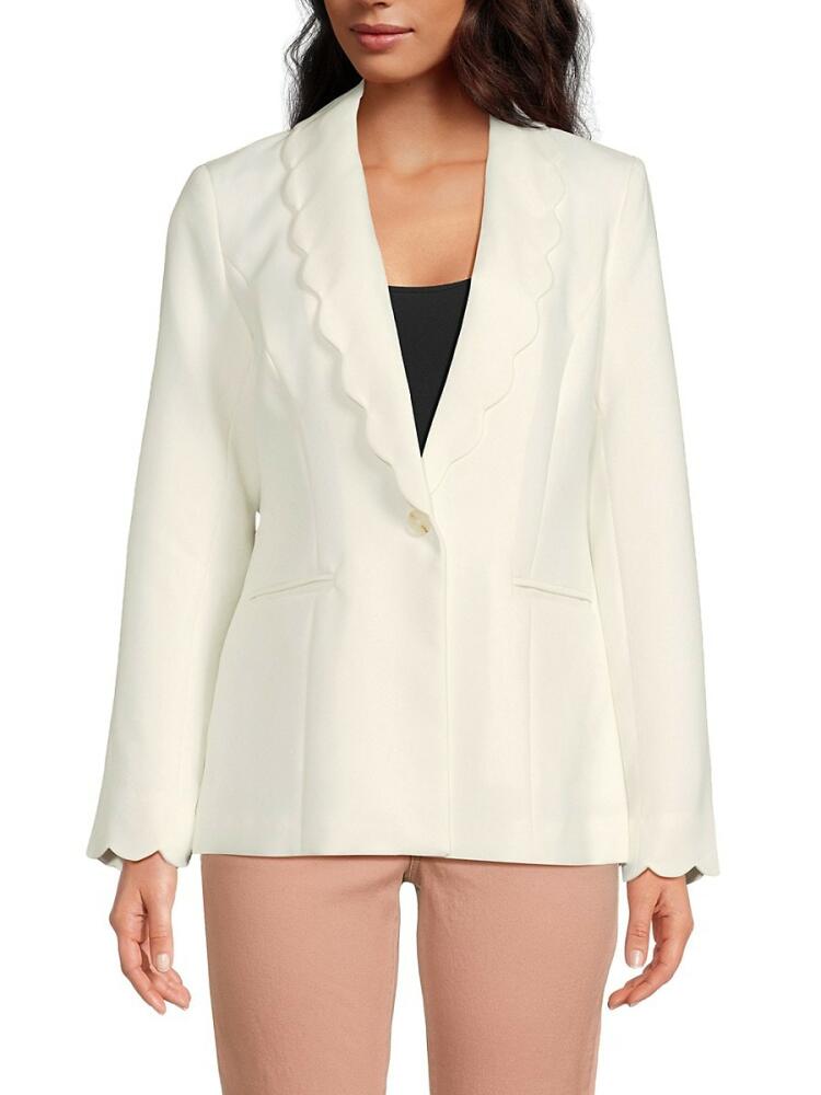 T Tahari Women's Scalloped Blazer - White Star Cover