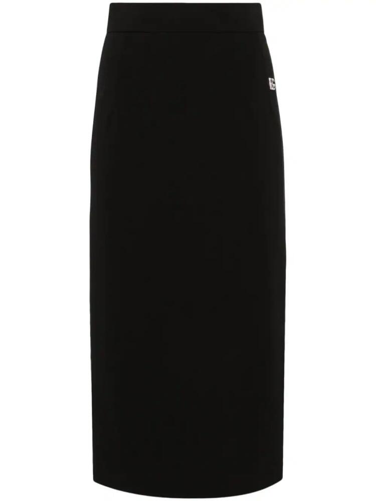 Dolce & Gabbana logo-plaque midi skirt - Black Cover