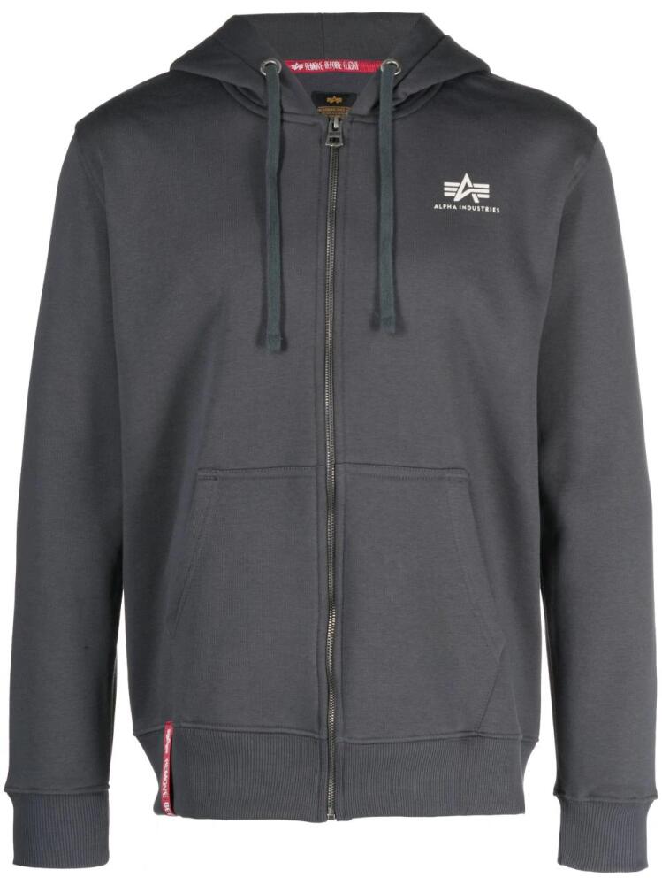 Alpha Industries logo-print hooded jacket - Grey Cover