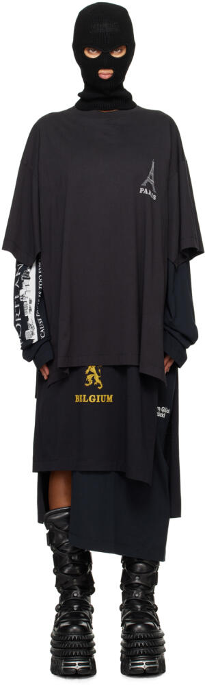 VETEMENTS Black Layered Tourist T-Shirts Midi Dress Cover