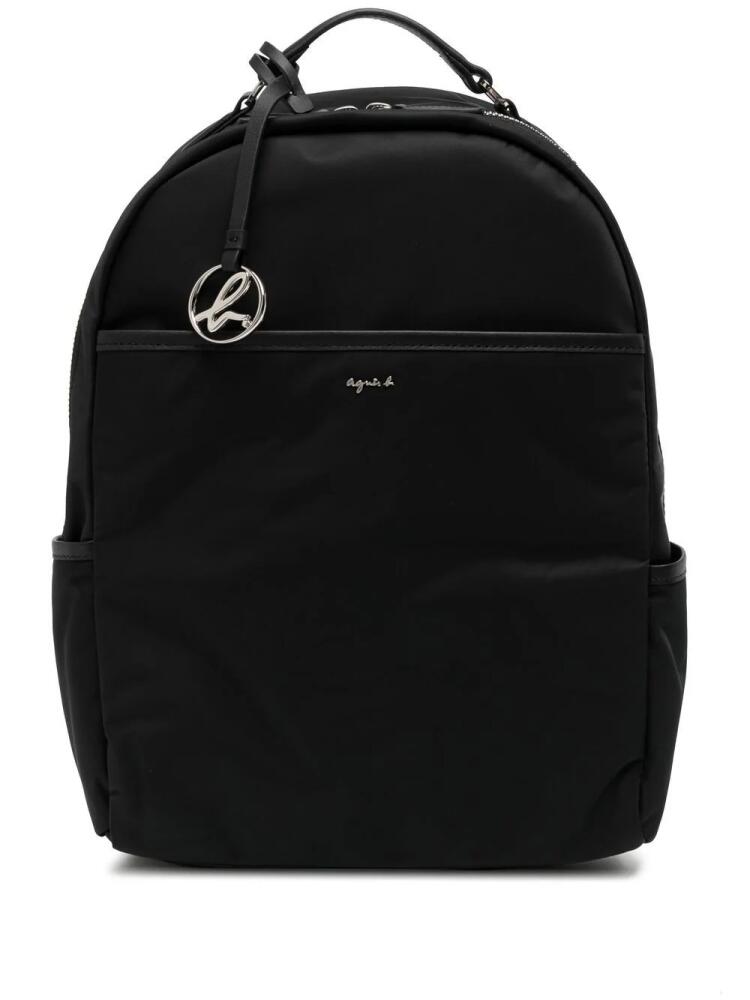 agnès b. logo-charm zip-around backpack - Black Cover