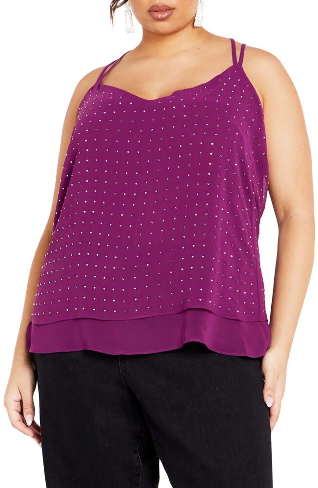 City Chic Studded Strappy Tank in Mulberry Cover