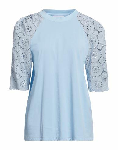 Isabelle Blanche Paris Woman T-shirt Sky blue Cotton Cover