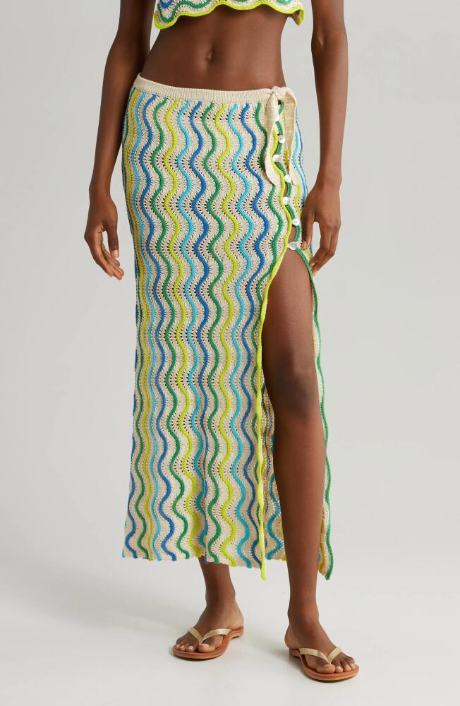 Capittana Jade Stripe Cover-Up Sweater Skirt in Jade Multi Cover