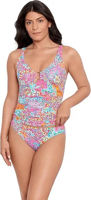 Lauren Ralph Lauren Amara Patchwork Ring Over-the-Shoulder Underwire Tankini (Multi) Women's Swimwear Cover