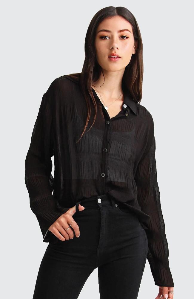 Belle & Bloom Yoko Shirred Chiffon Blouse in Black Cover