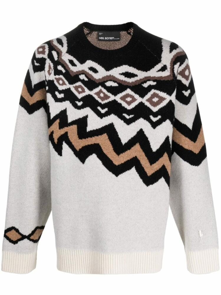 Neil Barrett intarsia-knit wool jumper - Neutrals Cover