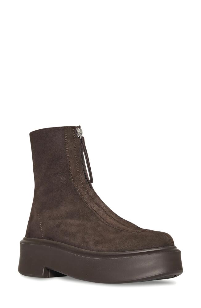 The Row Zip Platform Bootie in Dark Brown Cover