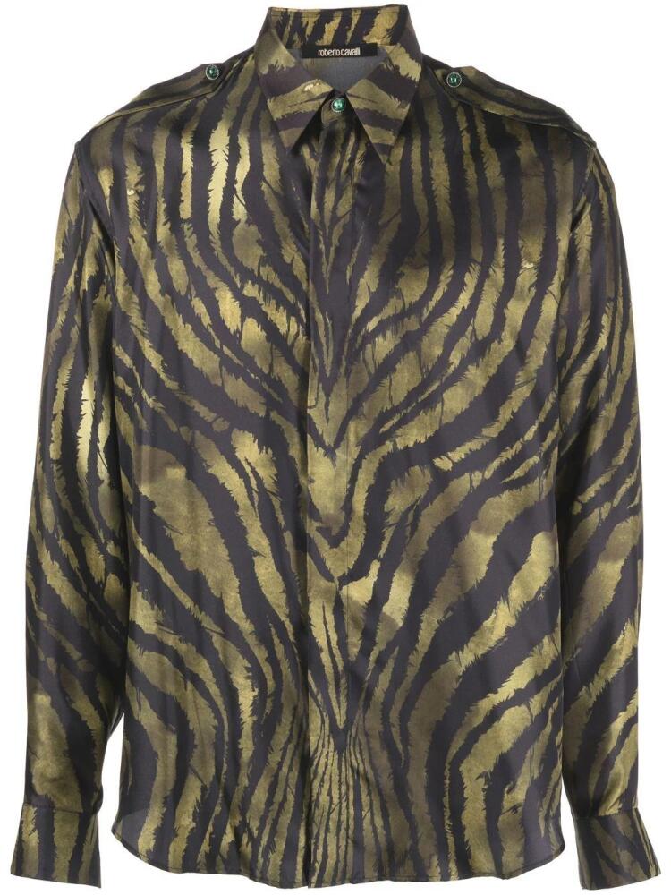 Roberto Cavalli tiger-print silk shirt - Green Cover