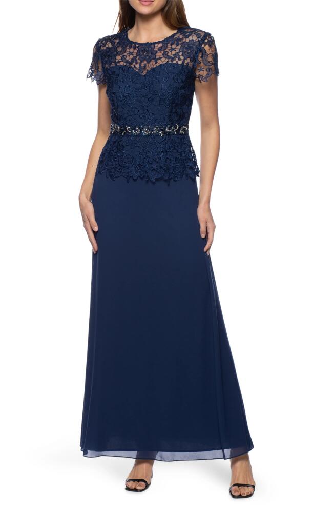 Marina Lace Bodice A-Line Gown in Navy Cover