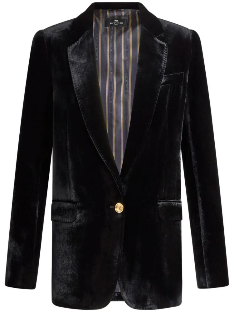 ETRO velvet single-breasted blazer - Black Cover