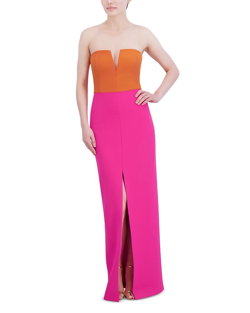 Bcbgmaxazria Color Blocked Strapless Gown Cover