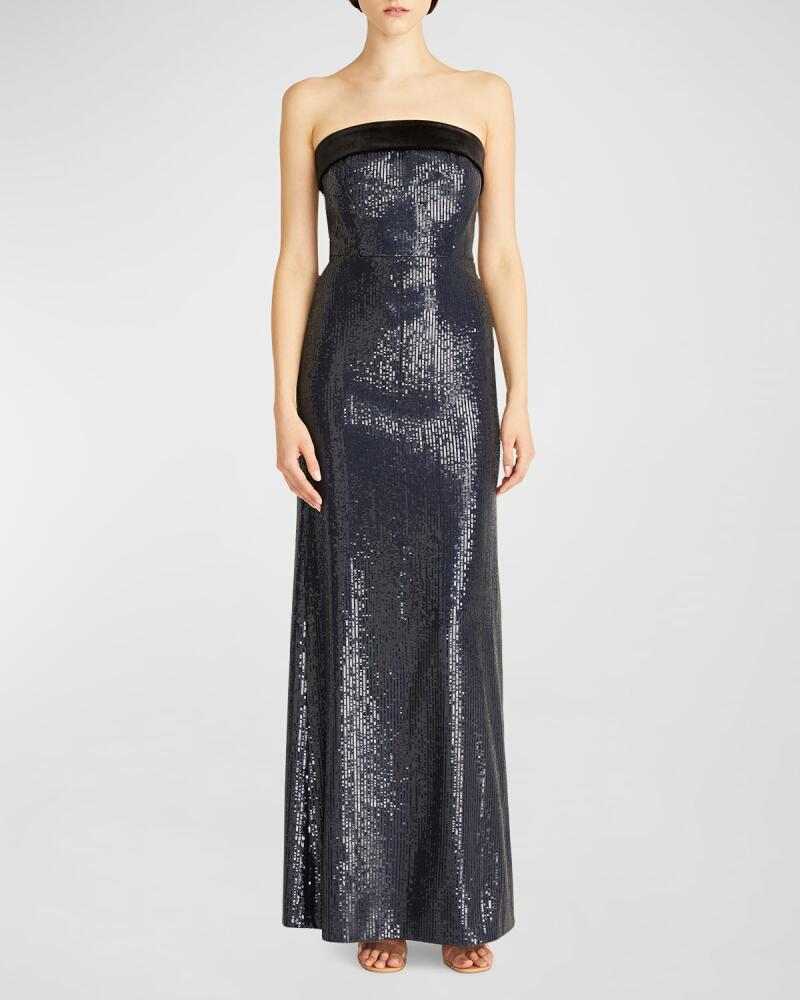 ML Monique Lhuillier Reese Strapless Sequin Column Gown Cover