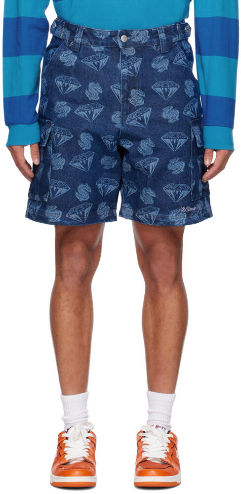 Billionaire Boys Club Blue Printed Denim Shorts Cover