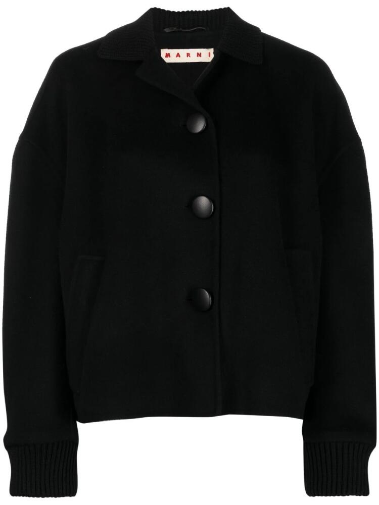 Marni virgin wool-cashmere cropped jacket - Black Cover