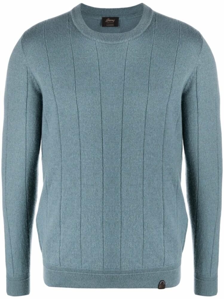 Brioni logo-patch cashmere jumper - Blue Cover