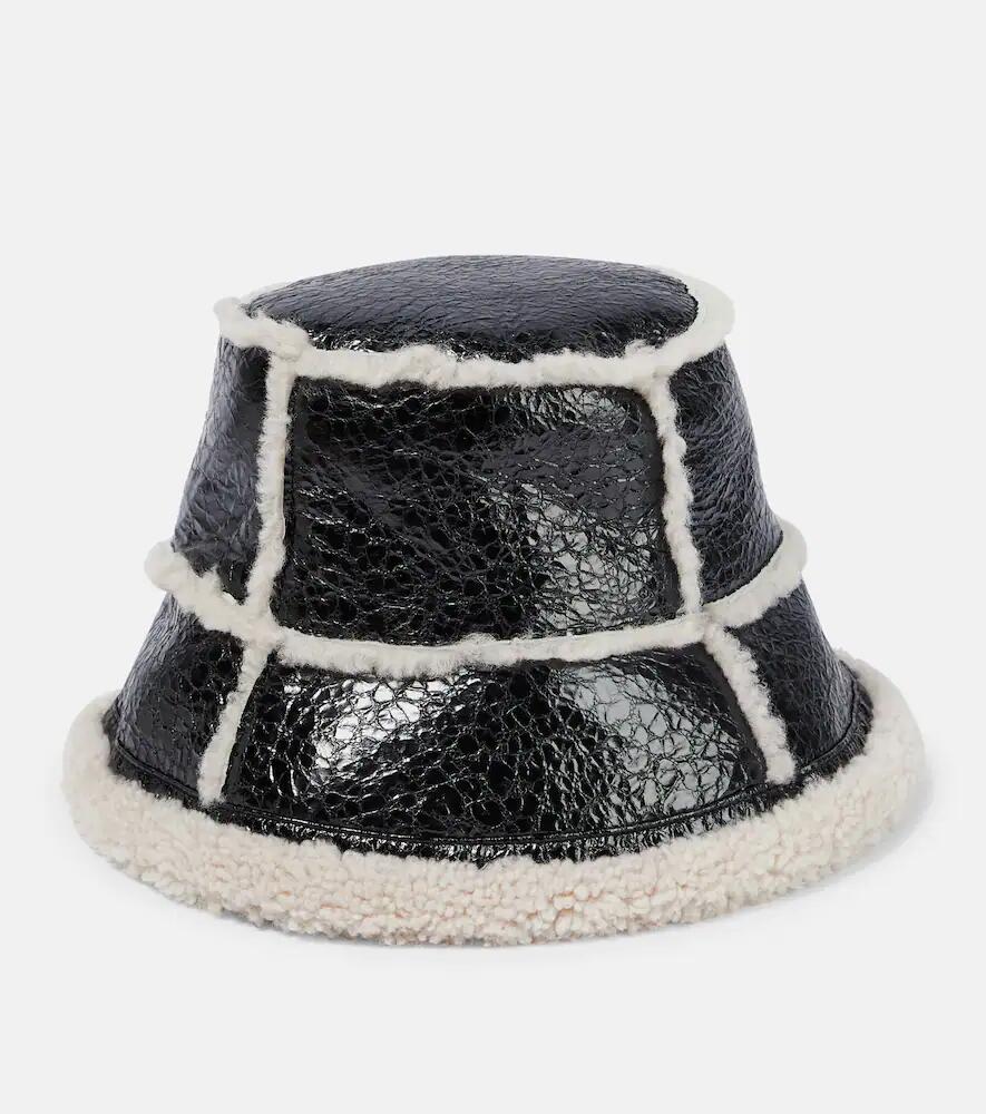 Jean Paul Gaultier Shearling-trimmed leather bucket hat Cover