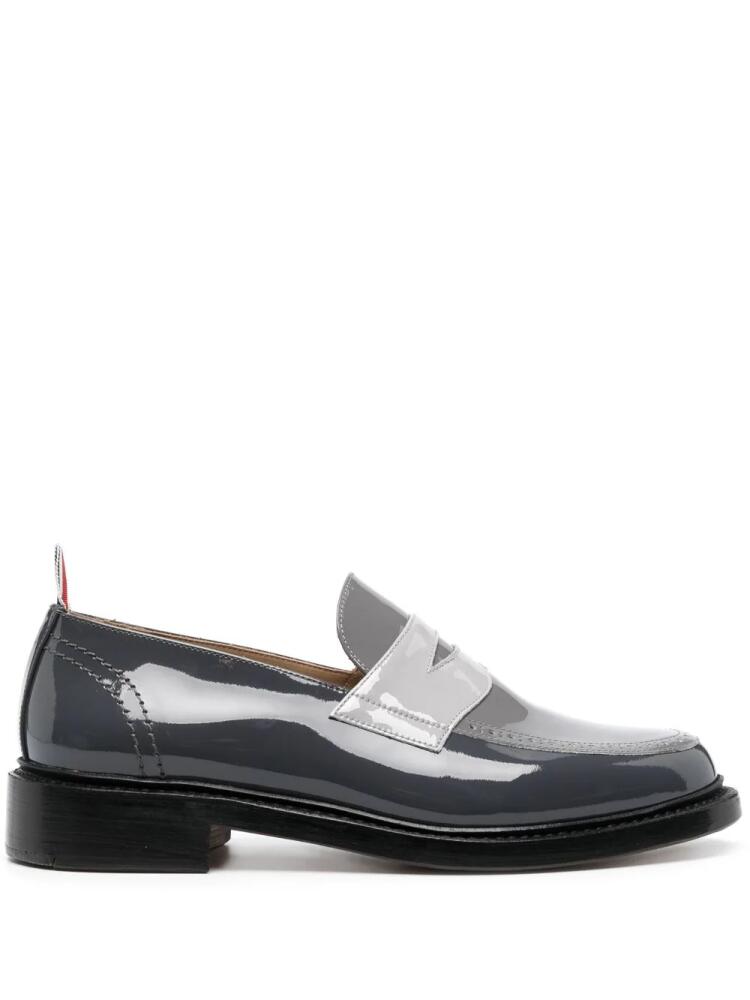 Thom Browne patent-leather penny loafers - Grey Cover