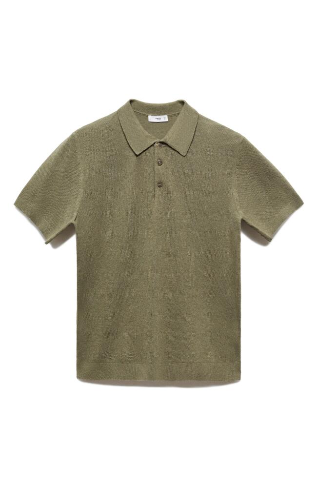 MANGO Textured Polo in Forest Green Cover