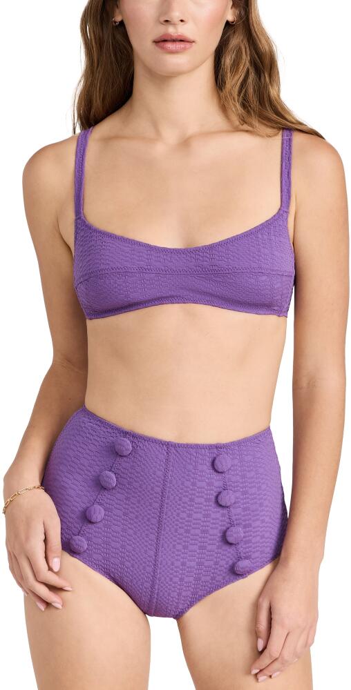 Lisa Marie Fernandez Balconette High-Waist Bikini Set Blueberry Seersucke Cover