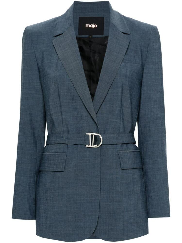 Maje single-breasted belted blazer - Blue Cover